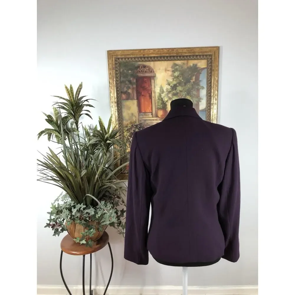 Jacqueline Ferrar Jacket Suit Purple Lined Long Sleeve 6‎ Lined Dark Academia